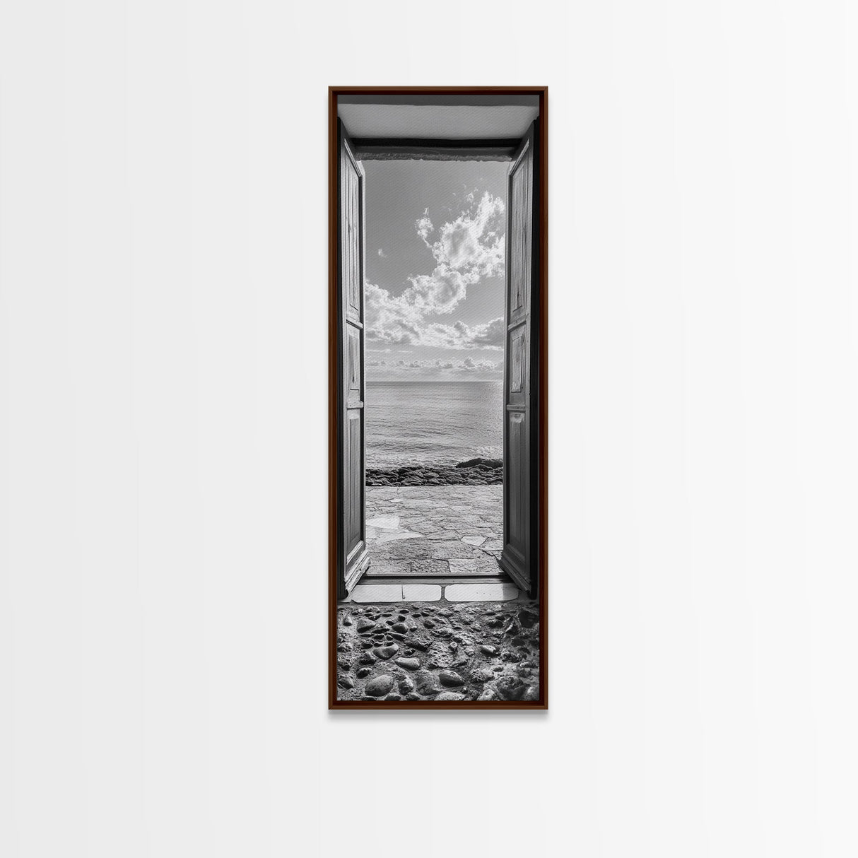 Open Door View, Sea Horizon Art, Dreamy Ocean Photography, Modern Entryway Decor, Framed Canvas Print, Minimalist Style Seascape