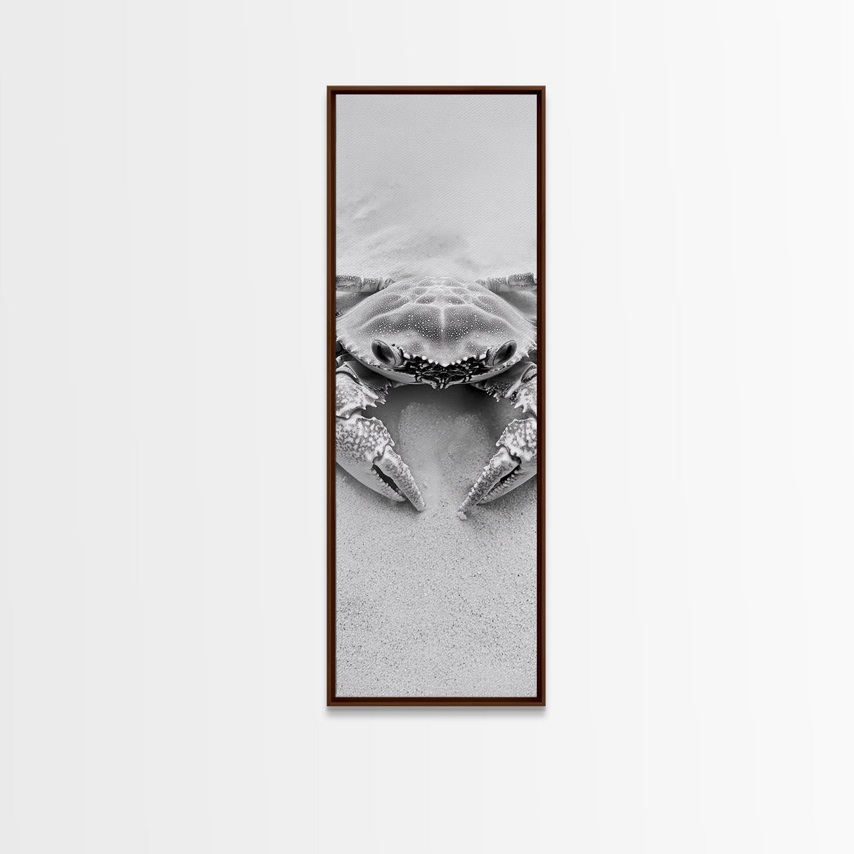 Crab Beach Art, Coastal Animal Print, Ocean Life Wall Decor, Bathroom or Kitchen Style, Framed Canvas Print, Black White Sea Creature