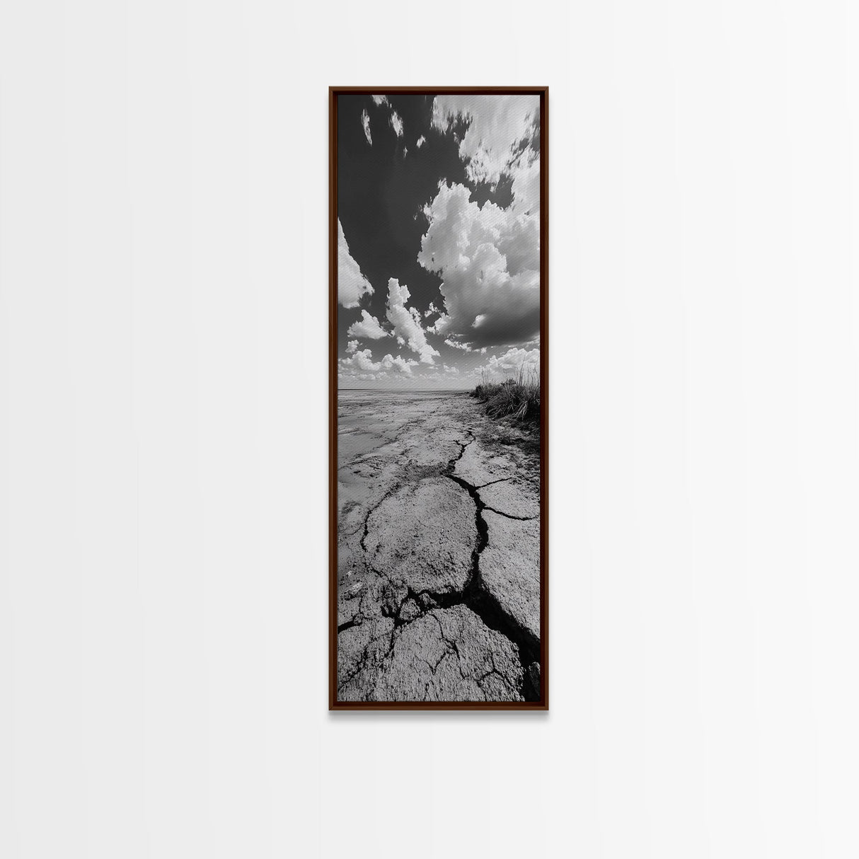 Cracked Earth Shore, Rustic Desert Vibe, Nature Texture Print, Fall Living Room Art, Framed Canvas Print, Earthy Minimalist Decor
