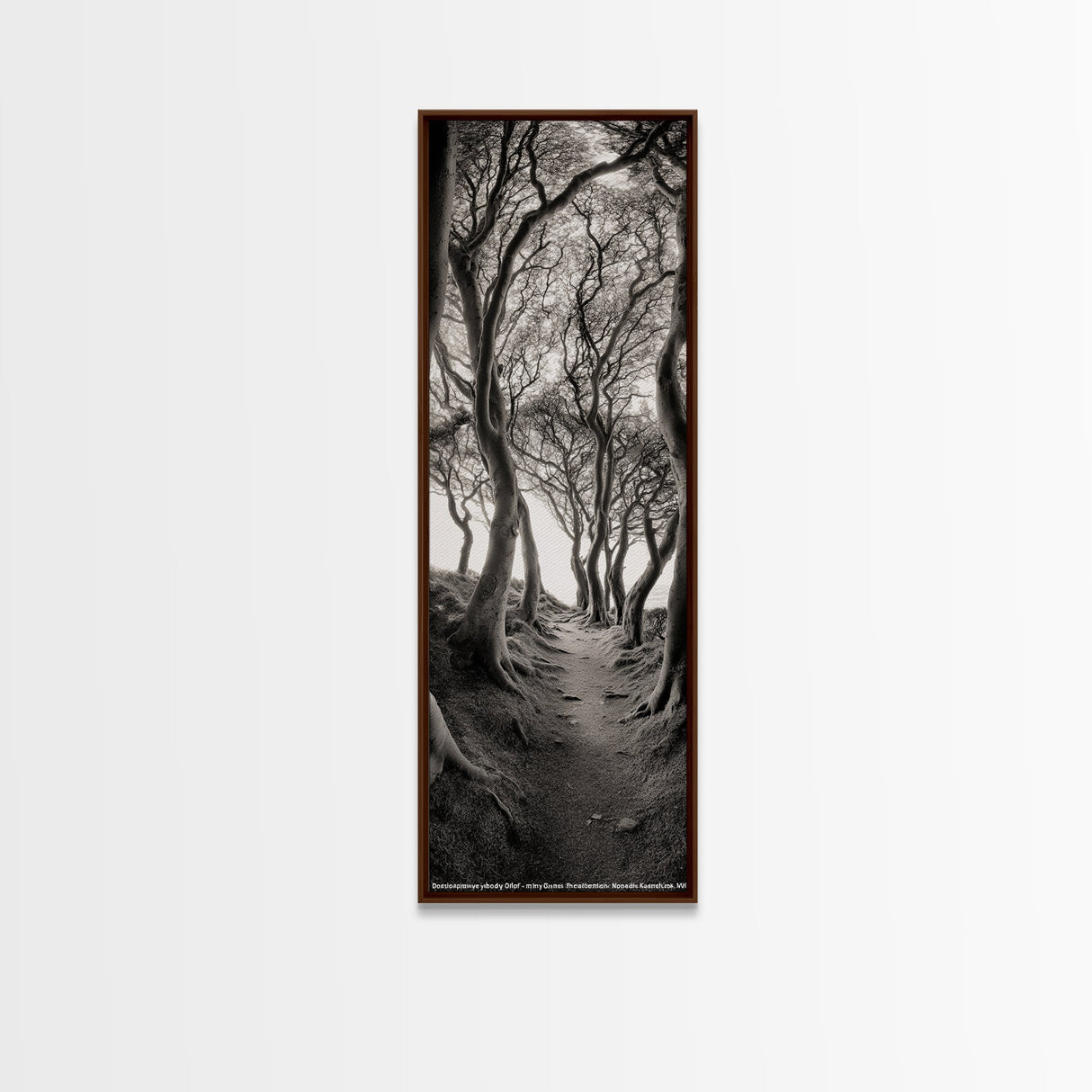 Twisted Trees, Enchanted Path, Forest Tunnel, Autumn Mood, Mystical Nature Framed Canvas Print, Fall Entryway Wall Art, Rustic Decor