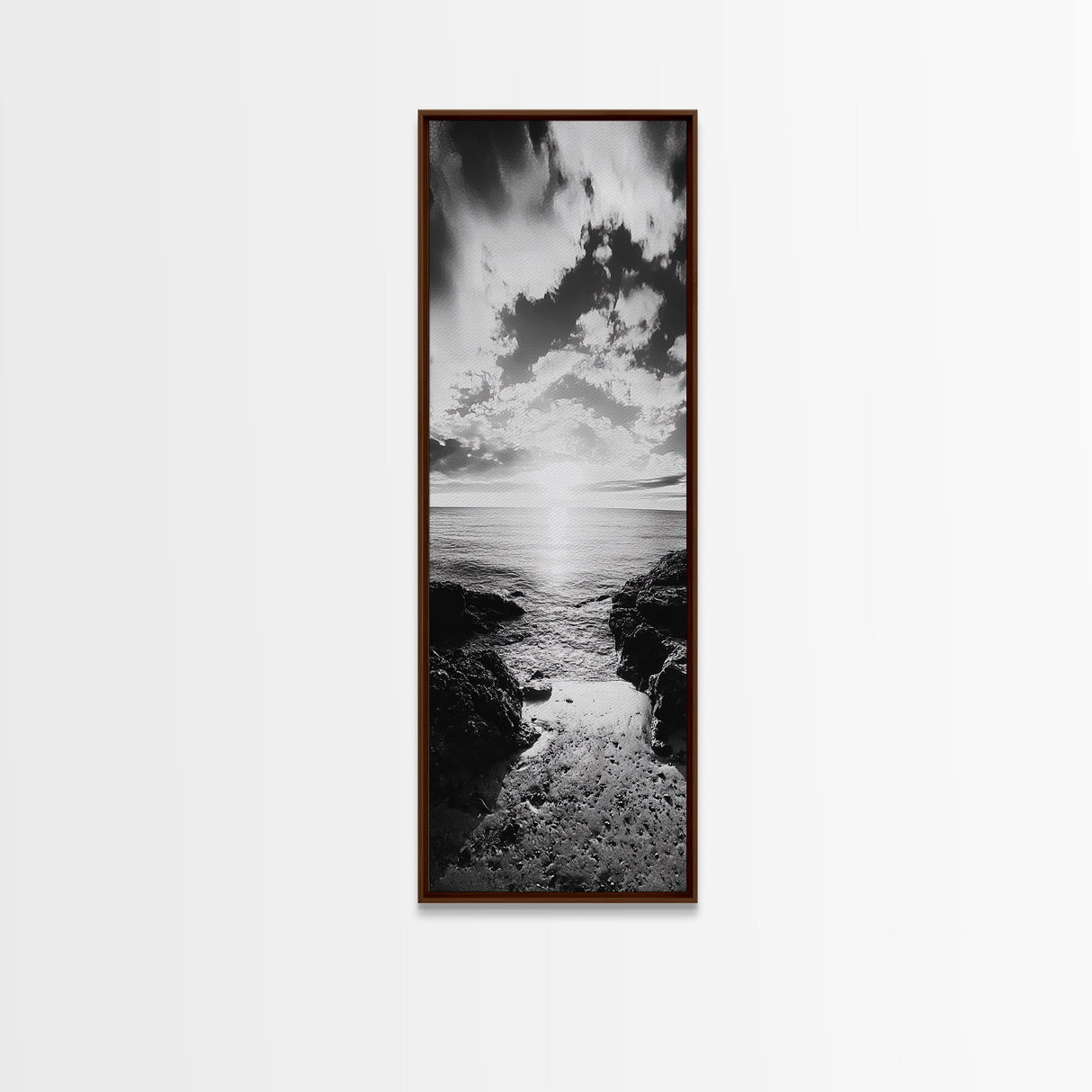 Sunset Shore, Tranquil Waters, Coastal Cove, Golden Glow Canvas Print, Beach House Living Room Wall Art, Seaside Summer Decor