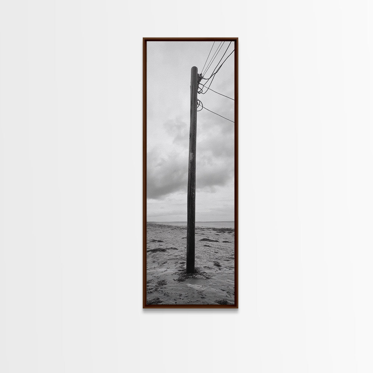 Utility Pole, Coastal Wires, Industrial Sky, Power Lines, Framed Canvas Print, Minimalist Photography, Loft Wall Art, Urban Decor