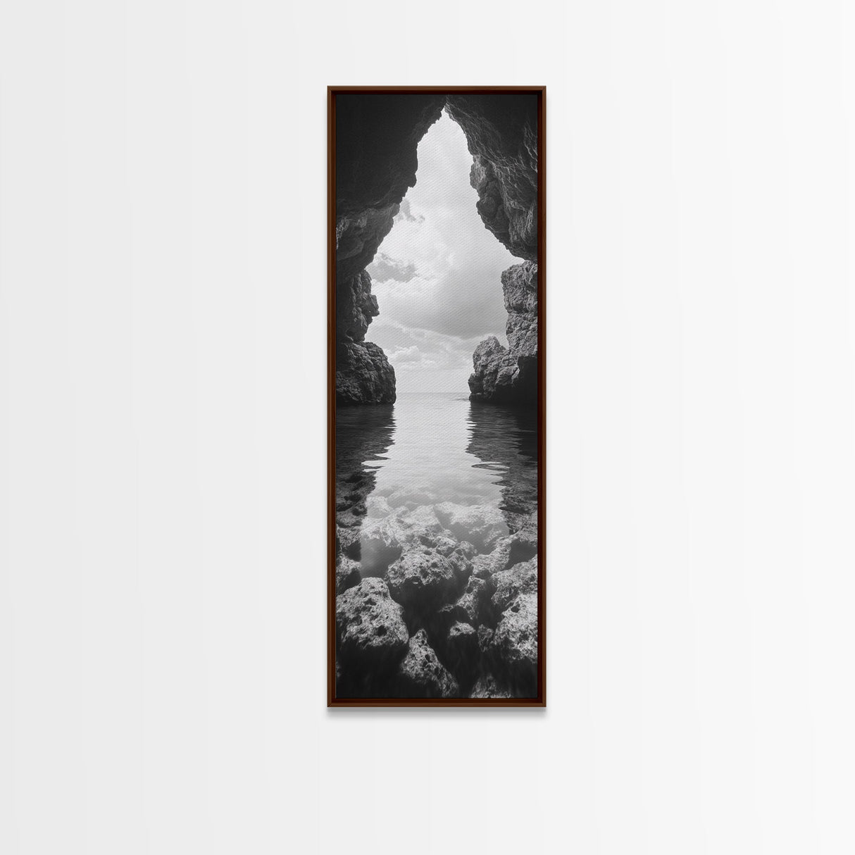 Ocean Cave View, Coastal Nature Art, Seaside Wall Decor, Minimalist Seascape Print, Bathroom Wall Art, Framed Canvas Print