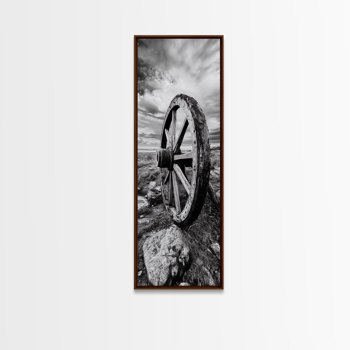 Prairie Wagon Wheel, Antique Rustic Wall Decor, Western Homestead Art, Barnhouse Style Print, Canvas Print, Fall Living Room Art