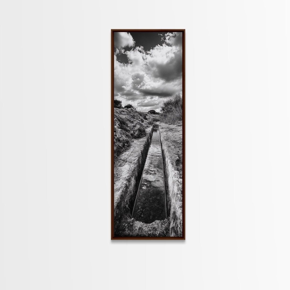 Stone Water Channel, Ancient Pathway Art, Moody Landscape Photography, Historical Wall Decor, Study or Hallway Accent, Canvas Print