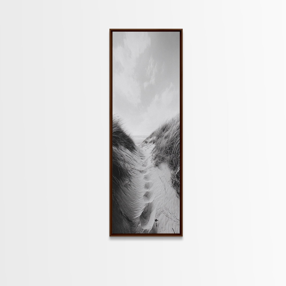 Sandy Path, Dune Grass, Coastal Trail, Nature Walk, Framed Canvas Print, Beach House Entryway Art, Minimalist Ocean Wall Decor
