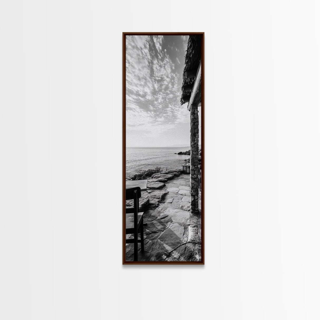 Seaside Dining, Rustic Ocean, Peaceful Horizon, Mediterranean Charm, Canvas Print, Coastal Kitchen Wall Art, Farmhouse Seaside Decor