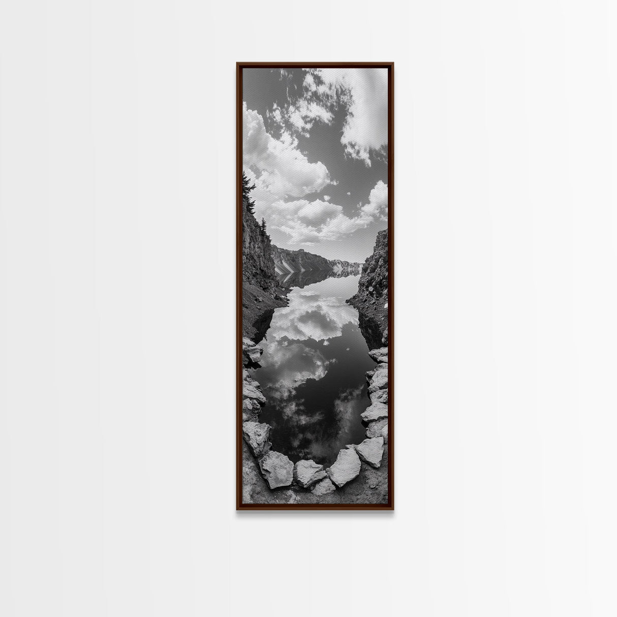 Lake Reflection, Mountain View, Cloud Mirror, Canvas Print, Peaceful Nature Scene, Bedroom Wall Art, Modern Rustic Landscape Decor