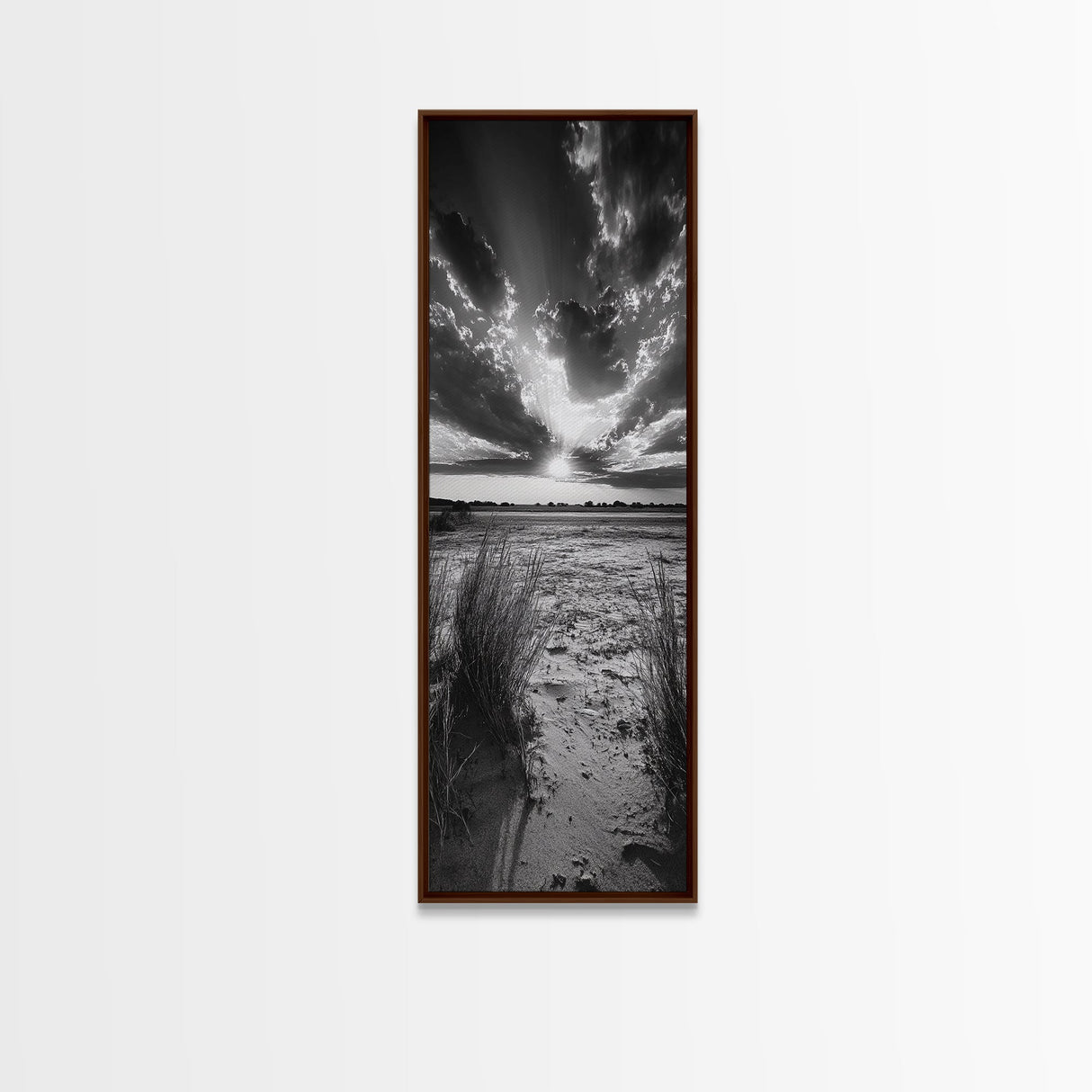 Desert Light Rays, Nature Sunset Art, Dramatic Sky Wall Decor, Canvas Print, Minimalist Desert Landscape, Living Room Wall Art