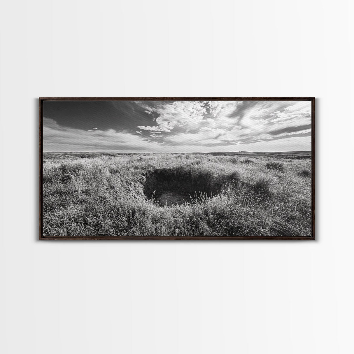 Prairie Crater Scene, Nature Landscape, Rustic Country Vibe, Farmhouse Wall Decor, Canvas Print, Entryway Accent, Autumn Earth Tones