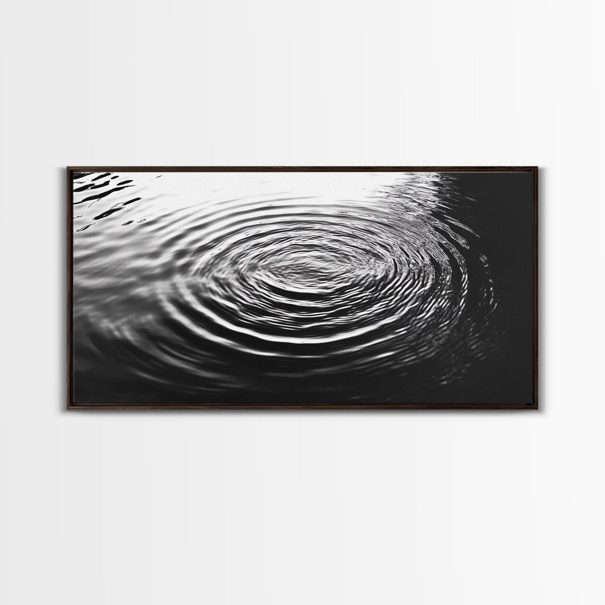 Water Ripples Zen, Abstract Motion, Monochrome Fluid Art, Canvas Print, Modern Minimalist Wall Art, Bathroom or Spa Room Decor