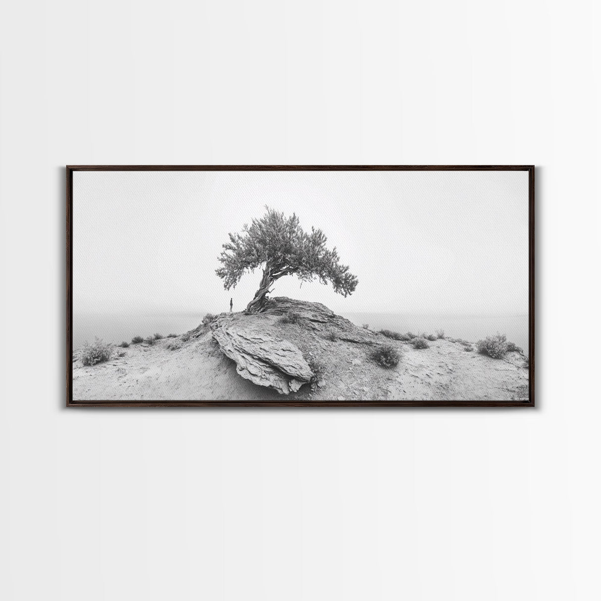 Solitary Tree, Minimalist Nature, Desert Landscape, Canvas Print, Modern Home Decor, Neutral Wall Art, Entryway Accent, Calm Mood Art