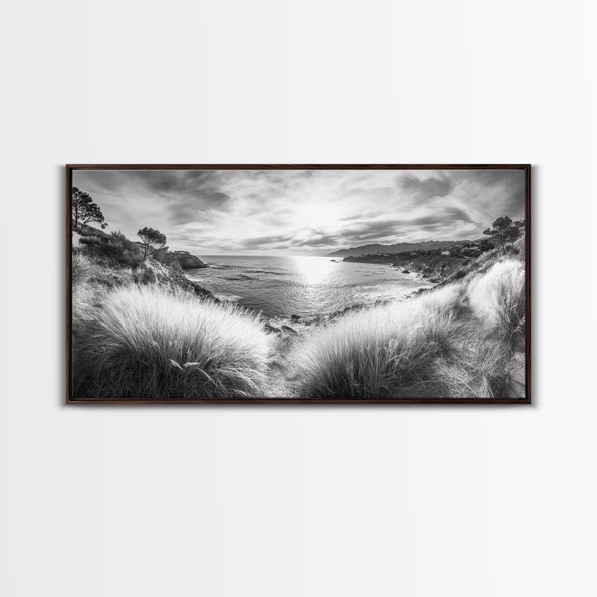 Coastal Bluff Sunset, Seaside Horizon View, Beach Landscape Scene, Serene Decor, Canvas Print, Living Room or Hallway Wall Art