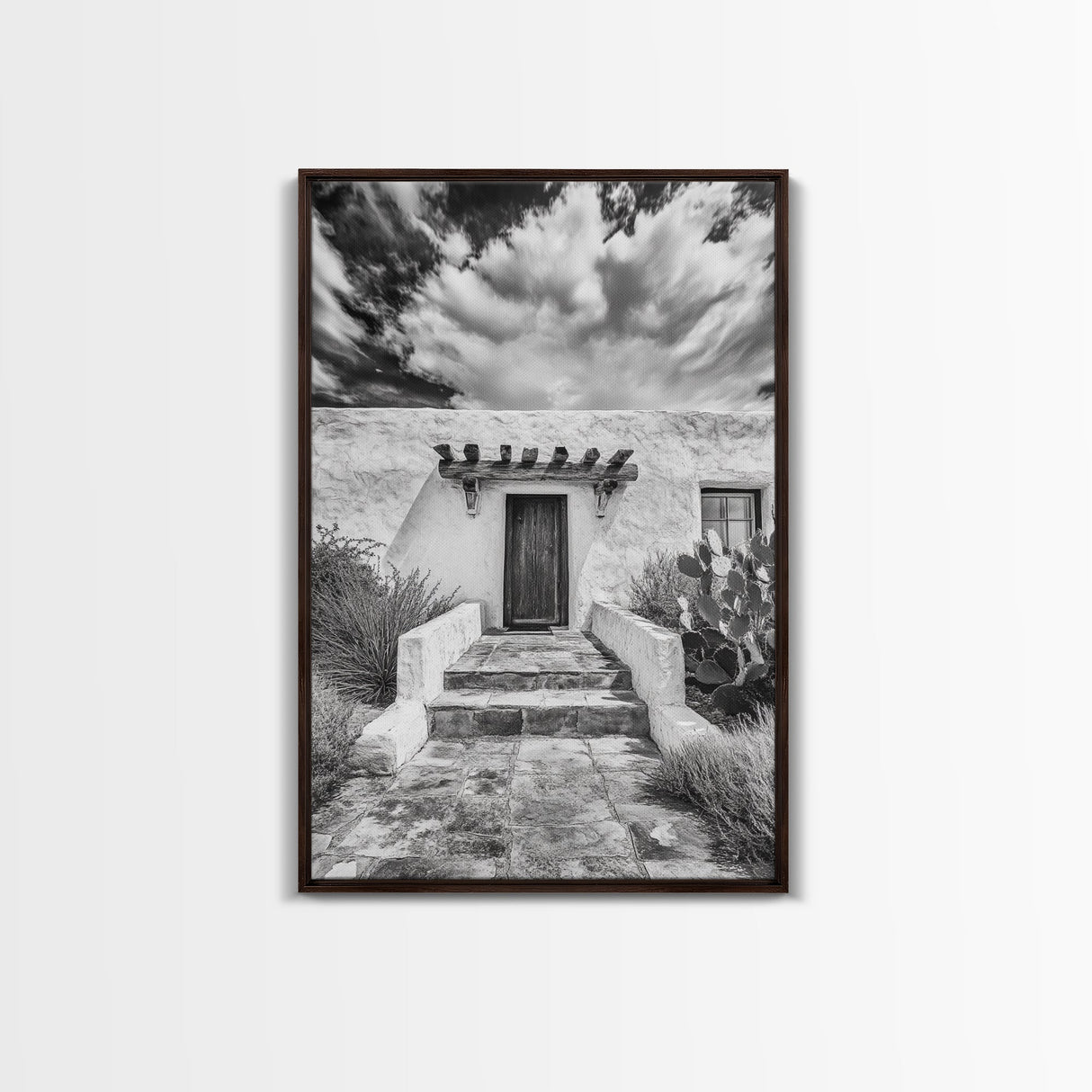 Desert Doorway, Rustic Adobe, Southwestern Style, Framed Canvas Print, Entryway Art, Neutral Wall Art, Minimalist Home Decor