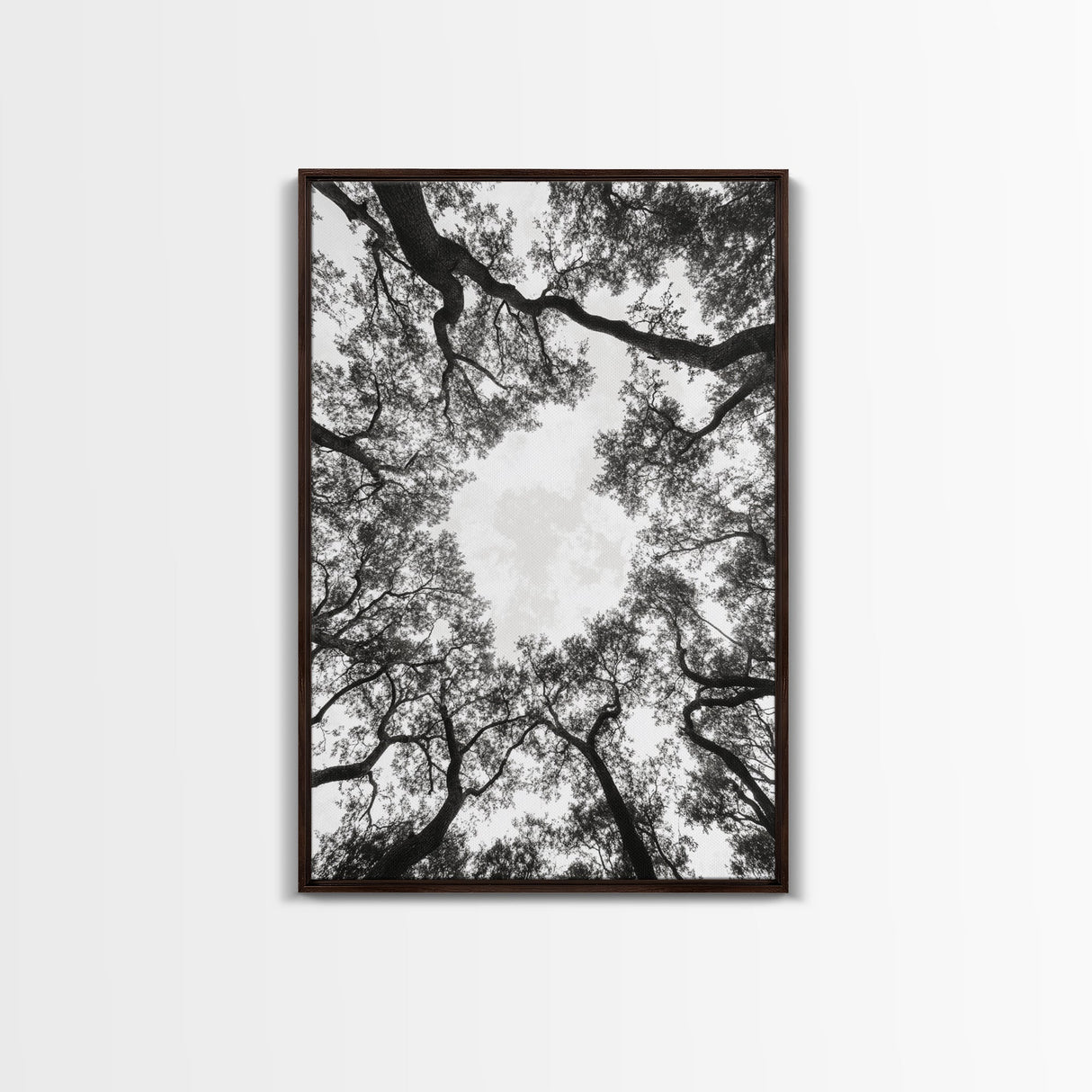 Forest Canopy View, Tree Tops Art, Nature Sky Print, Framed Canvas Print, Bedroom Wall Art, Minimalist Nature, Modern Rustic Decor