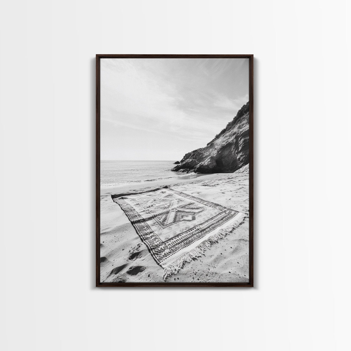 Tribal Blanket, Ocean Vibe, Coastal Pattern, Canvas Print, Beach Boho Wall Art, Neutral Home Decor, Summer Beach Bedroom