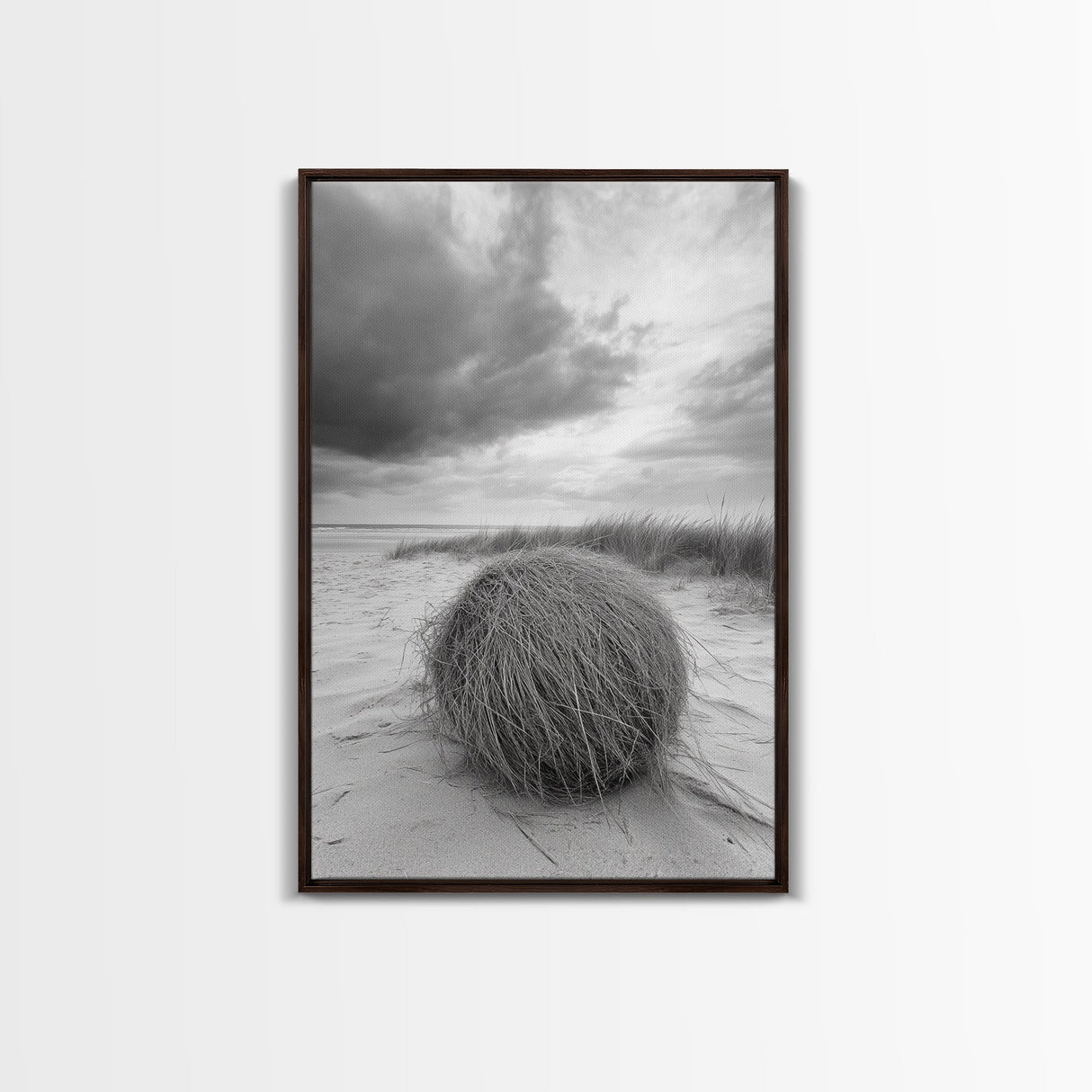 Tumbleweed Dune, Windy Coast, Desert Beach, Canvas Print, Boho Wall Art, Autumn Nature Decor, Minimalist Western Photography