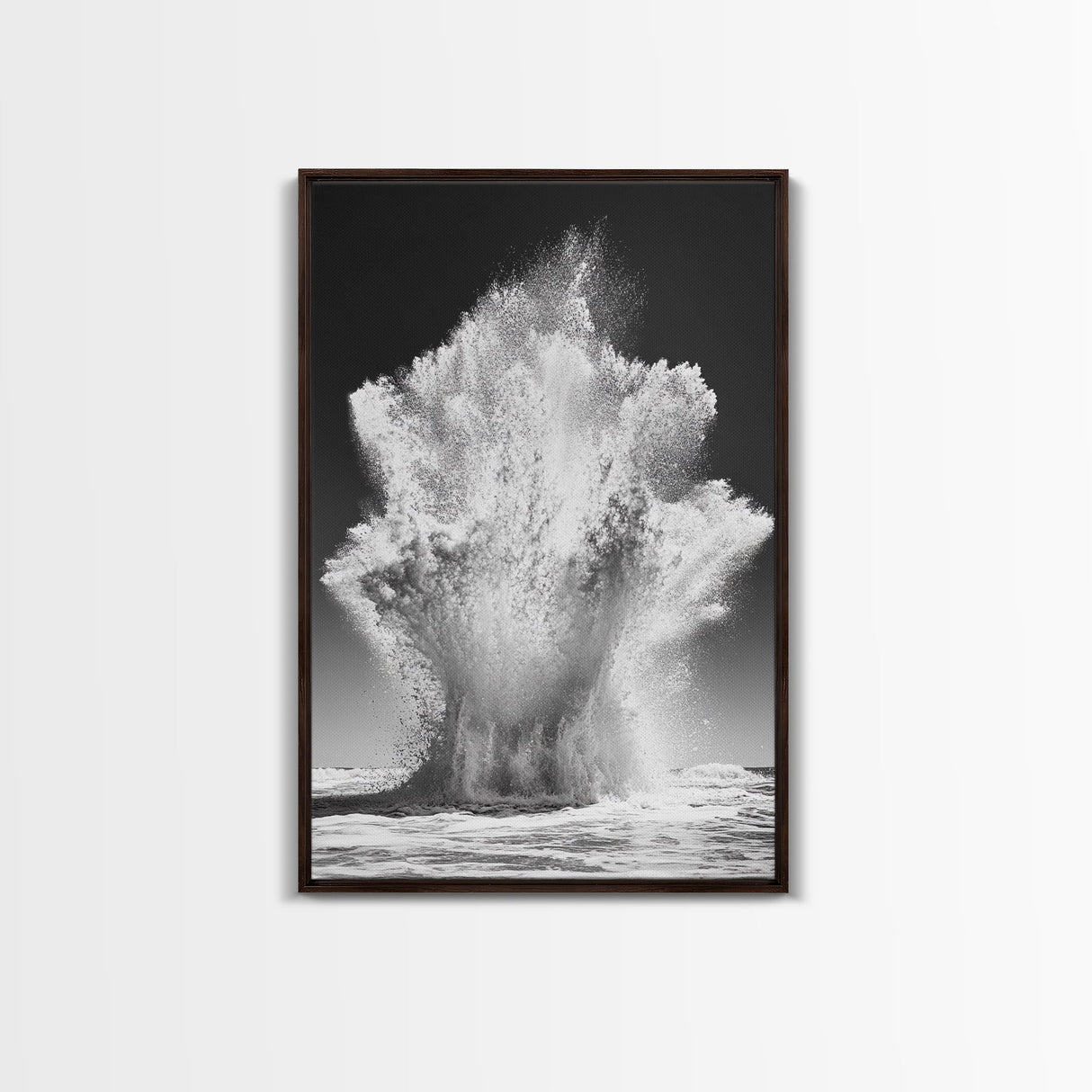 Ocean Splash, Water Explosion, Sea Power, Canvas Print, Bathroom Wall Art, Black and White Abstract Art, Coastal Modern Decor