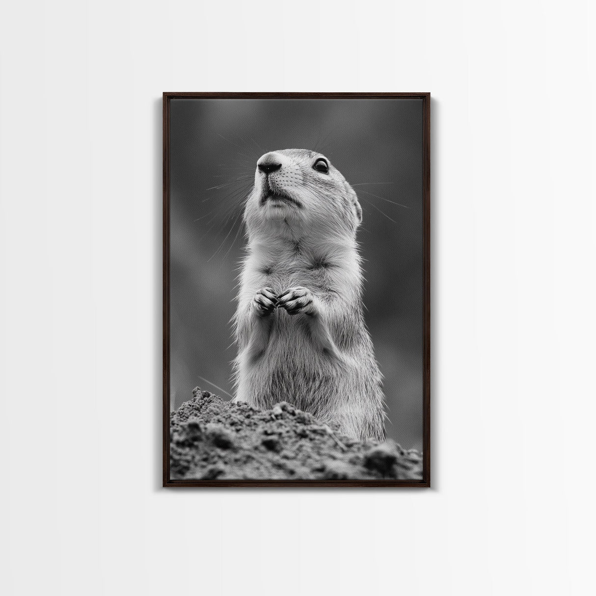 Prairie Dog, Wildlife Watch, Nature Moment, Framed Canvas Print, Whimsical Animal Wall Art, Nursery Decor, Cute Forest Creature