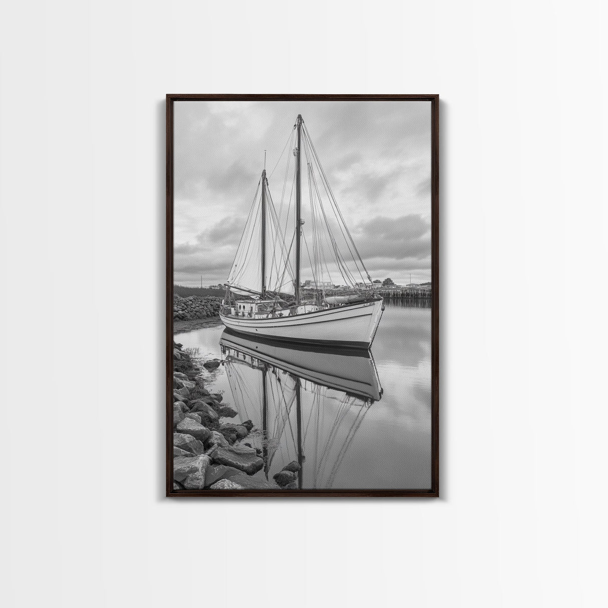 Sailboat Reflection, Harbor Calm, Nautical Scene, Canvas Print, Coastal Wall Art, Beach House Decor, Ocean Photography, Bathroom Art