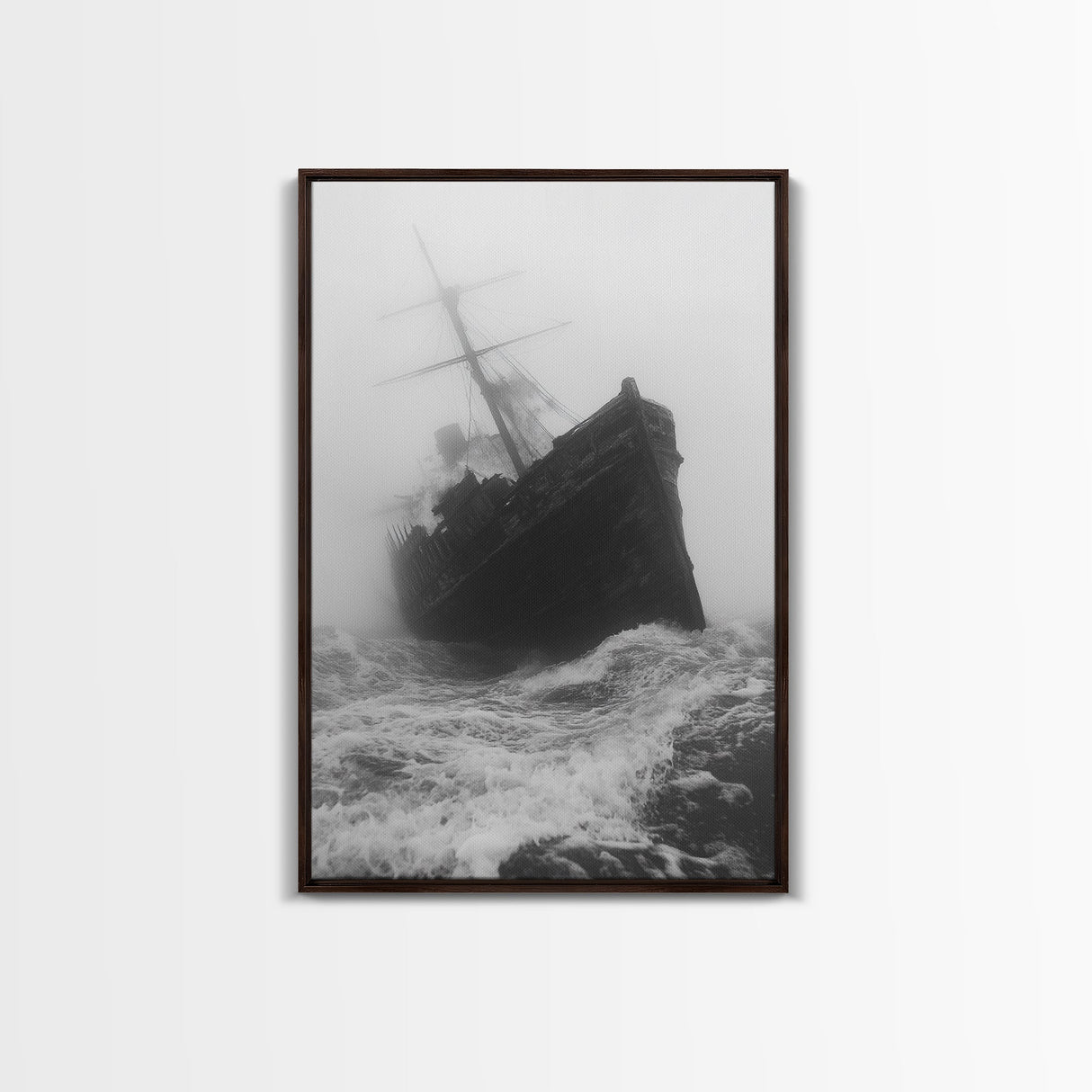 Haunted Ship, Foggy Sea, Maritime Ghost, Canvas Print, Nautical Wall Art, Pirate Ship Aesthetic, Halloween or Fall Home Decor