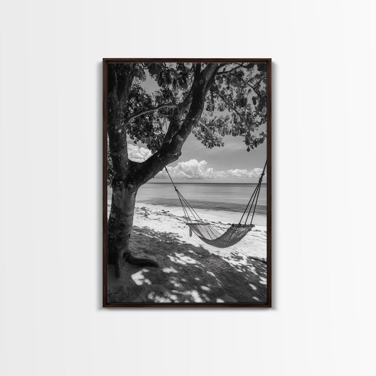 Hammock Relaxation, Beach Shade, Seaside Breeze, Canvas Print, Boho Bedroom Wall Art, Coastal Calm Tropical Home Decor