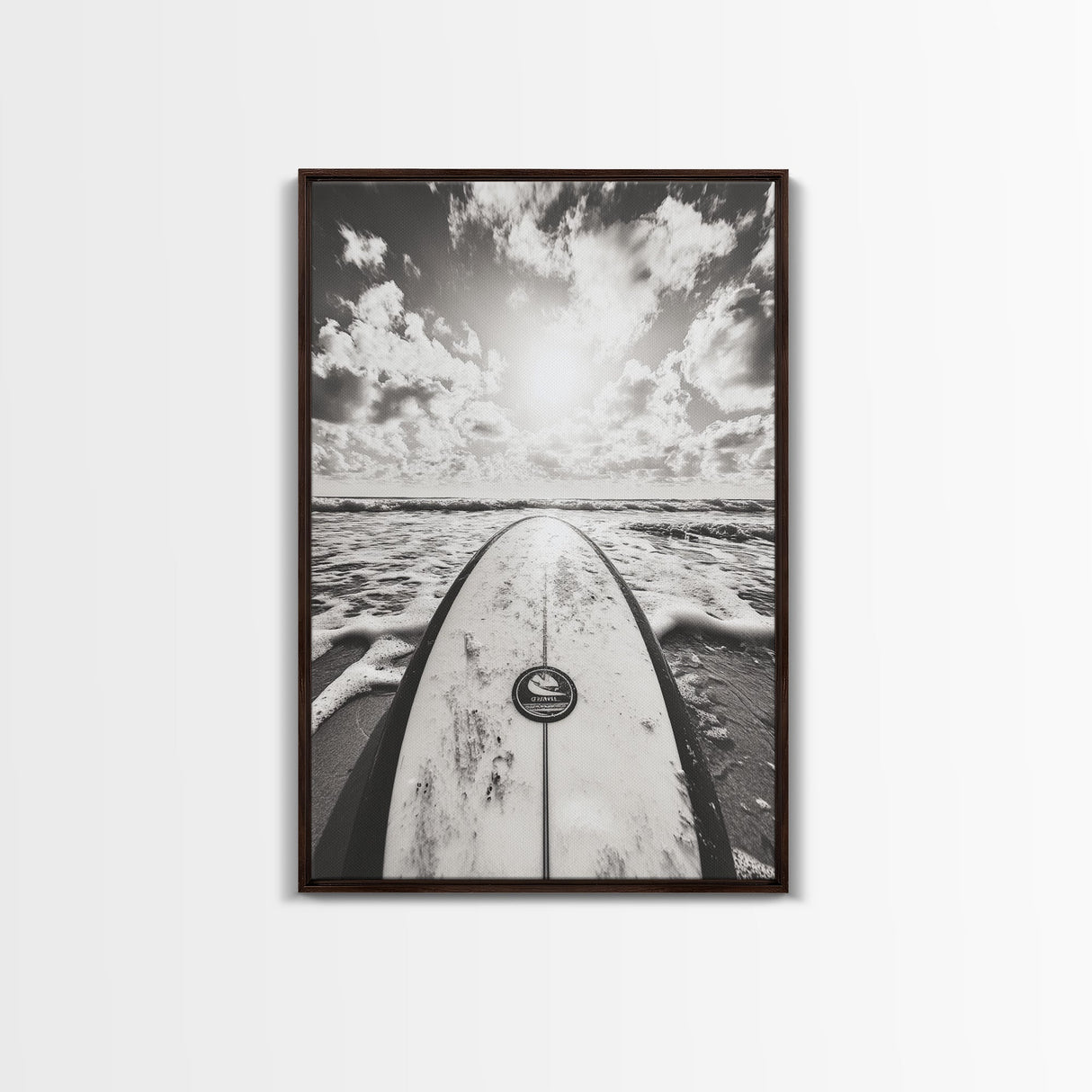 Surfboard Horizon, Ocean Waves, Beach Photography, Summer Vibes, Canvas Print, Teen Room Wall Art, Coastal Decor, Modern Surf Art