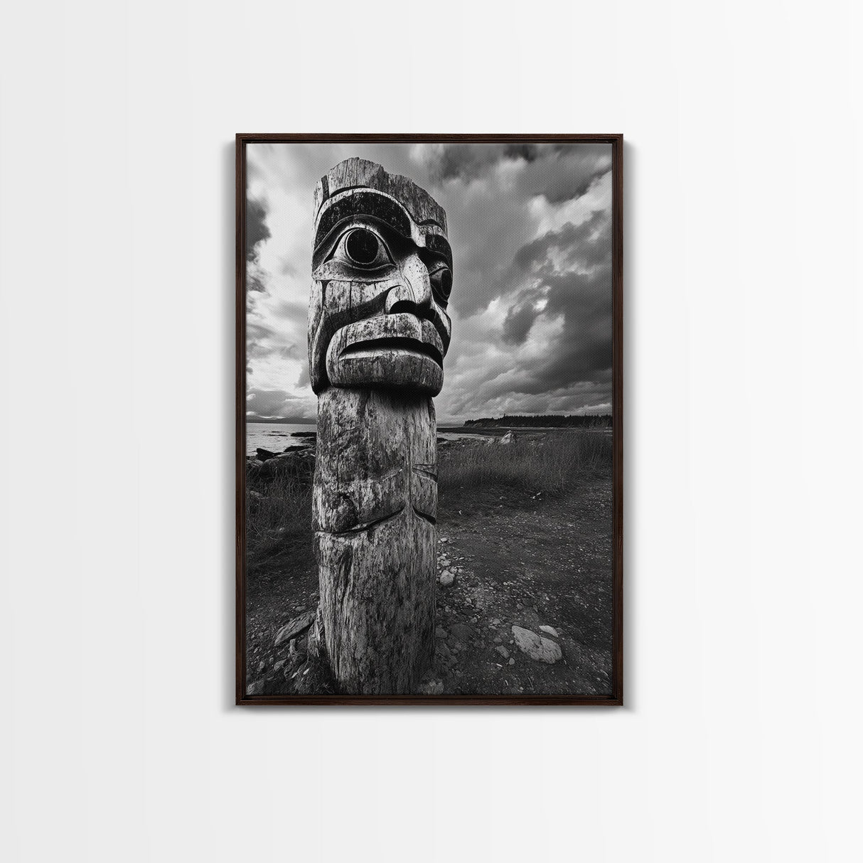 Tribal Totem, Ancient Spirit, Cultural Power, Canvas Print, Rustic Wall Art, Boho Living Room Decor, Ethnic History Accent
