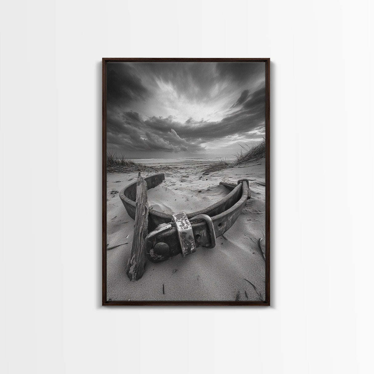 Coastal Relic, Rustic Sand Dunes, Weathered Wood, Canvas Print, Beach House Wall Art, Moody Ocean Decor, Fall Home Styling