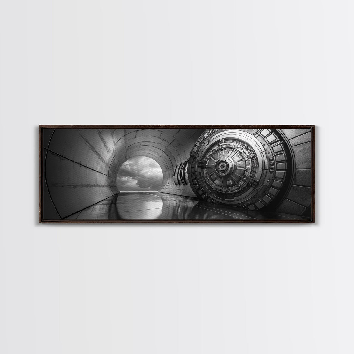 Vault Door, Sci-Fi Tunnel, Futuristic Entrance, Secure Chamber, Framed Canvas Print, Office Decor, Industrial Wall Art, Modern Cyberpunk Style