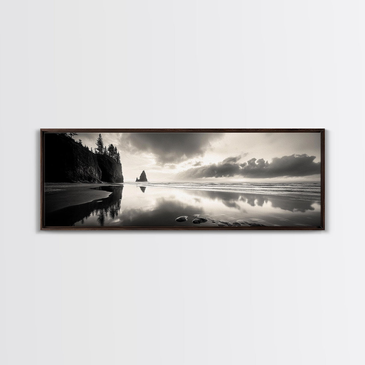 Sea Stack, Stormy Sky, Coastal Reflections, Canvas Print, Pacific Northwest Wall Art, Dramatic Seascape, Autumn Home Accent