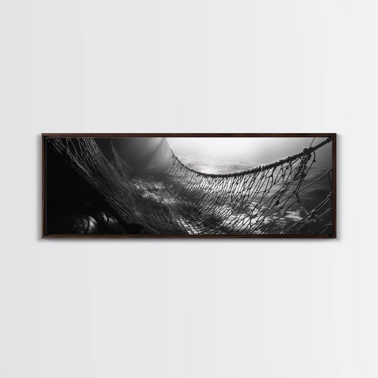Deep Sea Net, Ocean Mood, Fisherman Style, Framed Canvas Print, Nautical Wall Art, Maritime Decor, Coastal Office Wall Art, Dark Ocean Print