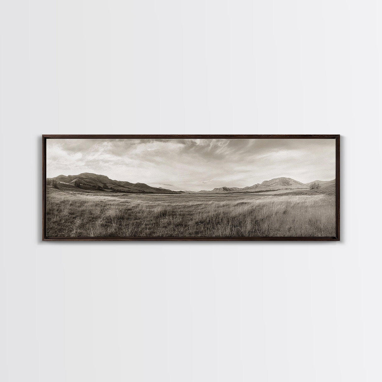 Golden Prairie, Mountain Horizon, Rustic Calm, Canvas Print, Fall Wall Art, Country Living Room Decor, Neutral Tones Photography