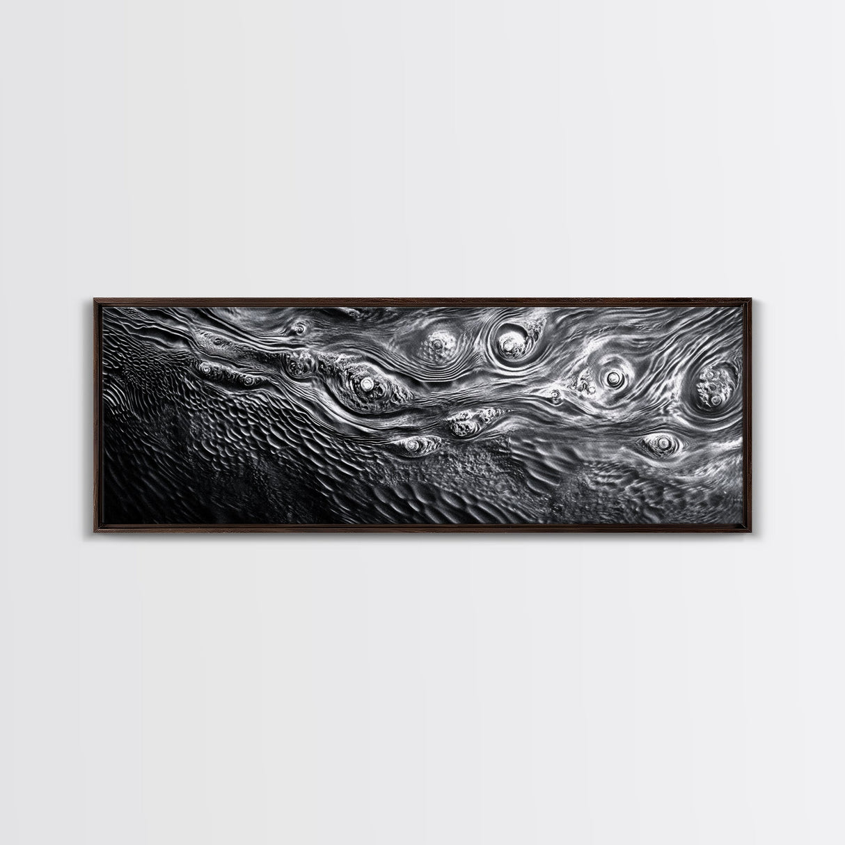 Liquid Texture Waves, Abstract Water Photography, Monochrome Art, Framed Canvas Print, Modern Living Room Wall Art, Nature-Inspired Decor