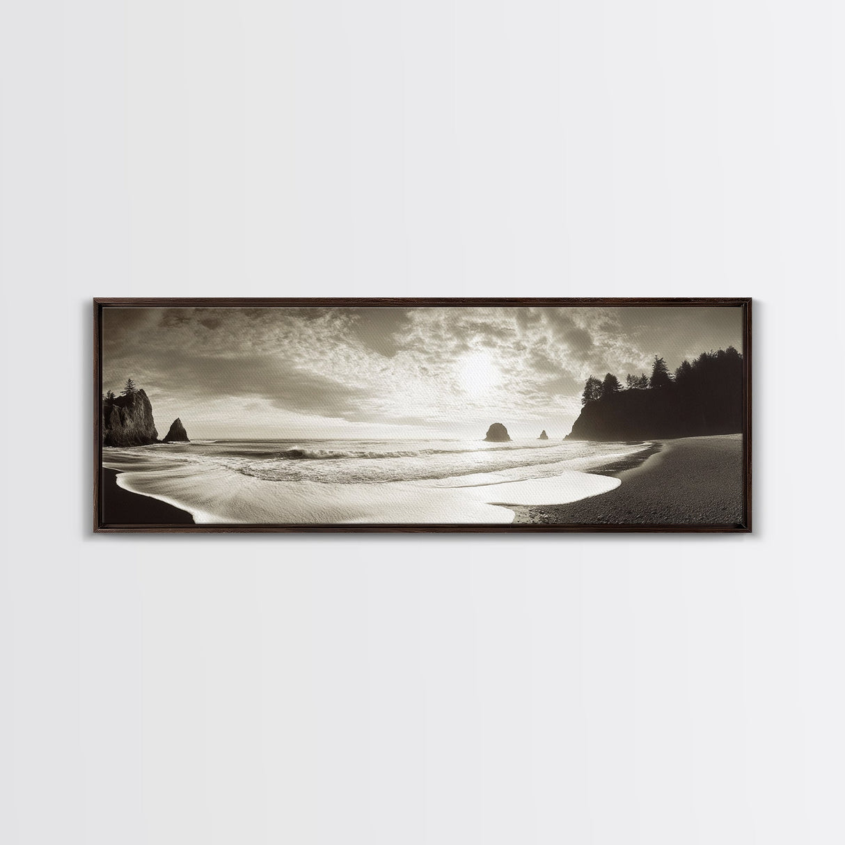 Seaside Cliff Sunset, Pacific Coast View, Canvas Print, Coastal Living Room Art, Modern Neutral Decor, Ocean Landscape Photography