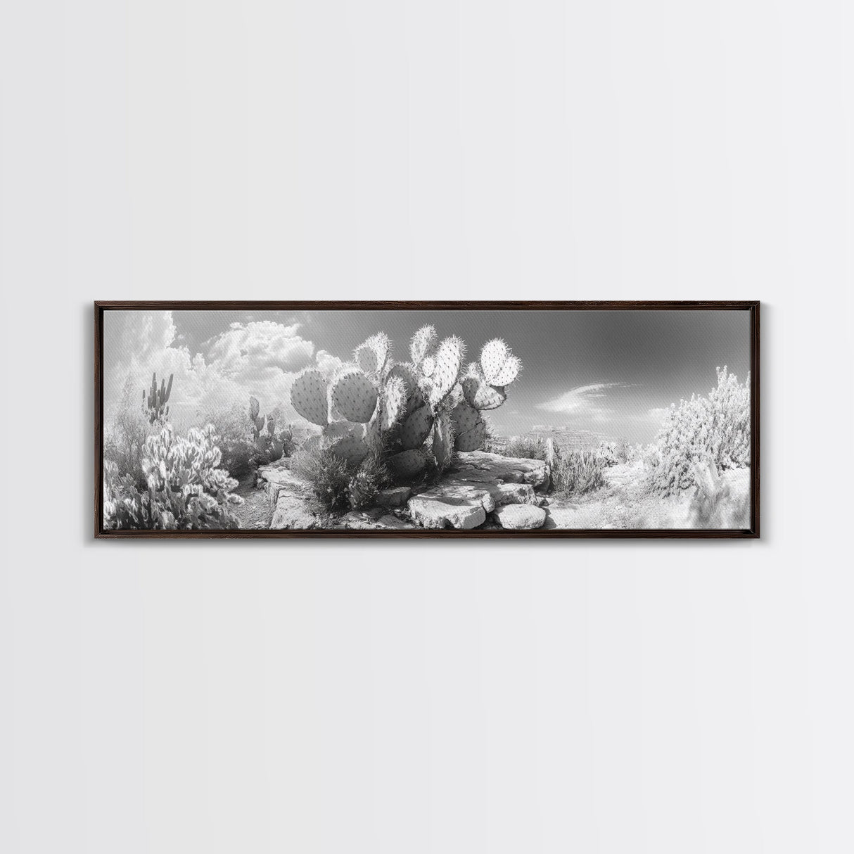 Desert Cactus Garden, Sunlit Southwest Scene, Nature Landscape Art, Canvas Print, Rustic Living Room Wall Decor, Boho Style