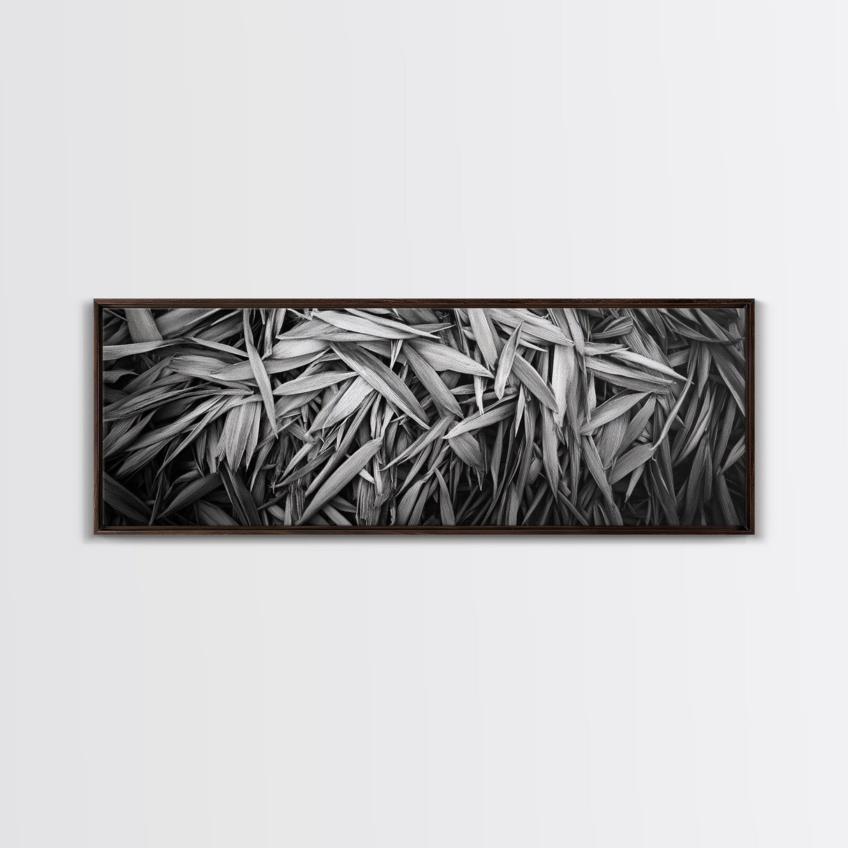 Textured Leaves, Monochrome Nature, Abstract Pattern, Botanical Wall Art, Framed Canvas Print, Modern Bedroom Art, Minimalist Decor