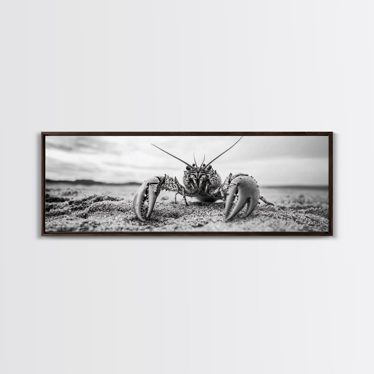 Lobster Closeup, Coastal Wildlife, Sandy Beach, Canvas Print, Bold Marine Life Art, Bathroom Wall Decor, Nautical Themed Accent