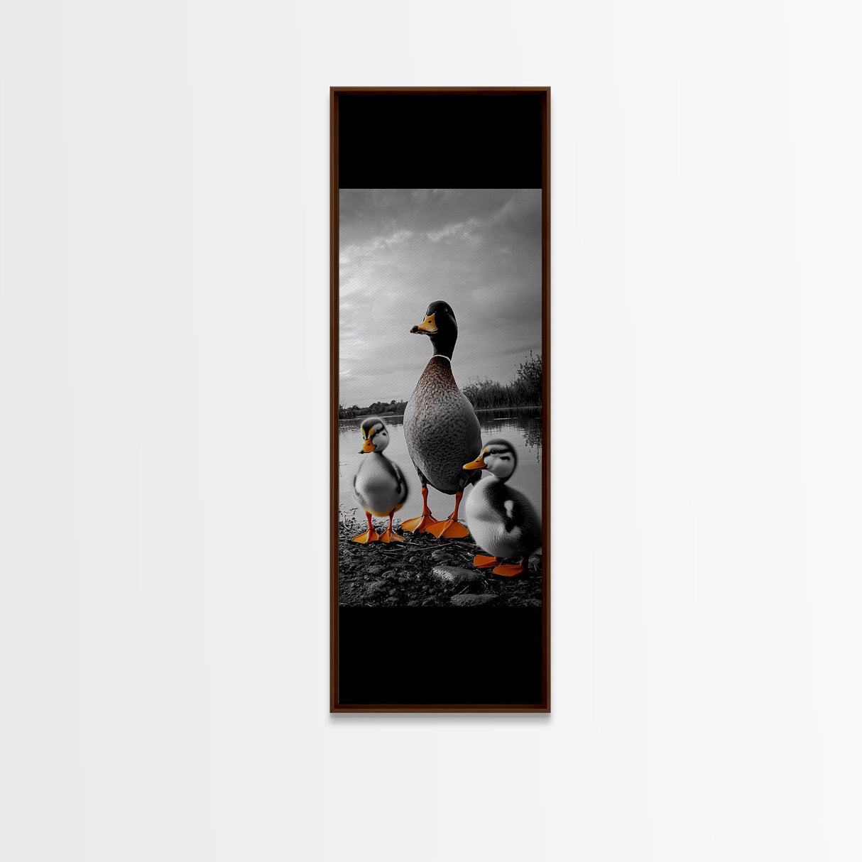 Duck Family, Lake Wildlife, Whimsical Birds, Baby Ducks, Canvas Print, Farmhouse Wall Art, Nursery Animal Decor, Playroom Country Vibes