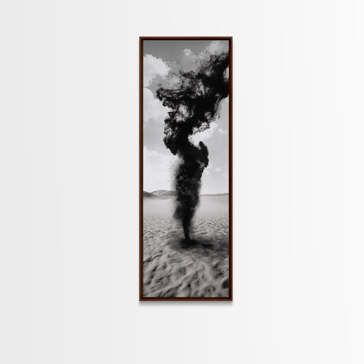 Smoke Storm, Desert Vortex, Abstract Motion, Surreal Art, Framed Canvas Print, Black and White Wall Art, Modern Office Decor, Dark Aesthetic