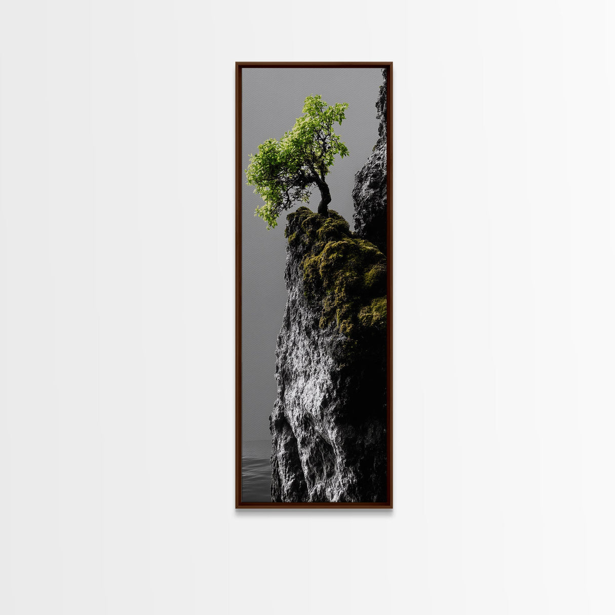 Tree of Life, Cliff Growth, Resilience Symbol, Nature Power, Framed Canvas Print, motivational office art, surreal landscape decor