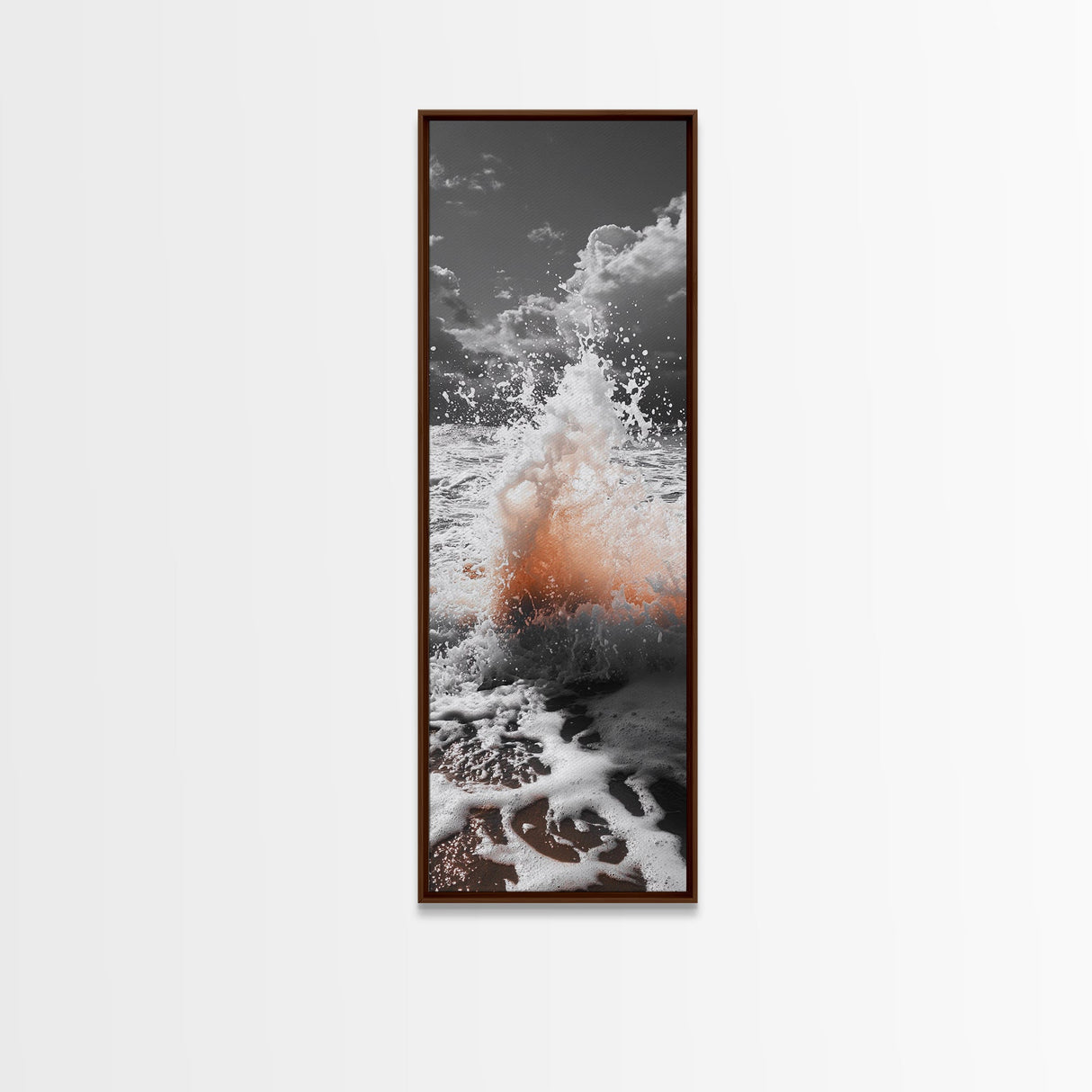Splash Art, Sea Foam, Sunset Water, Ocean Spray, Canvas Print, Bathroom Wall Art, Beach Aesthetic, Abstract Coastal Photography