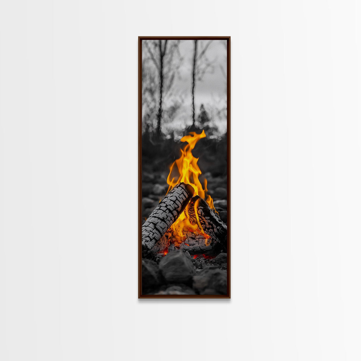 Ember Glow, Campfire Evening, Rustic Firelight, Canvas Print, Autumn Wall Art, Nature Photography, Minimalist Adventure Decor