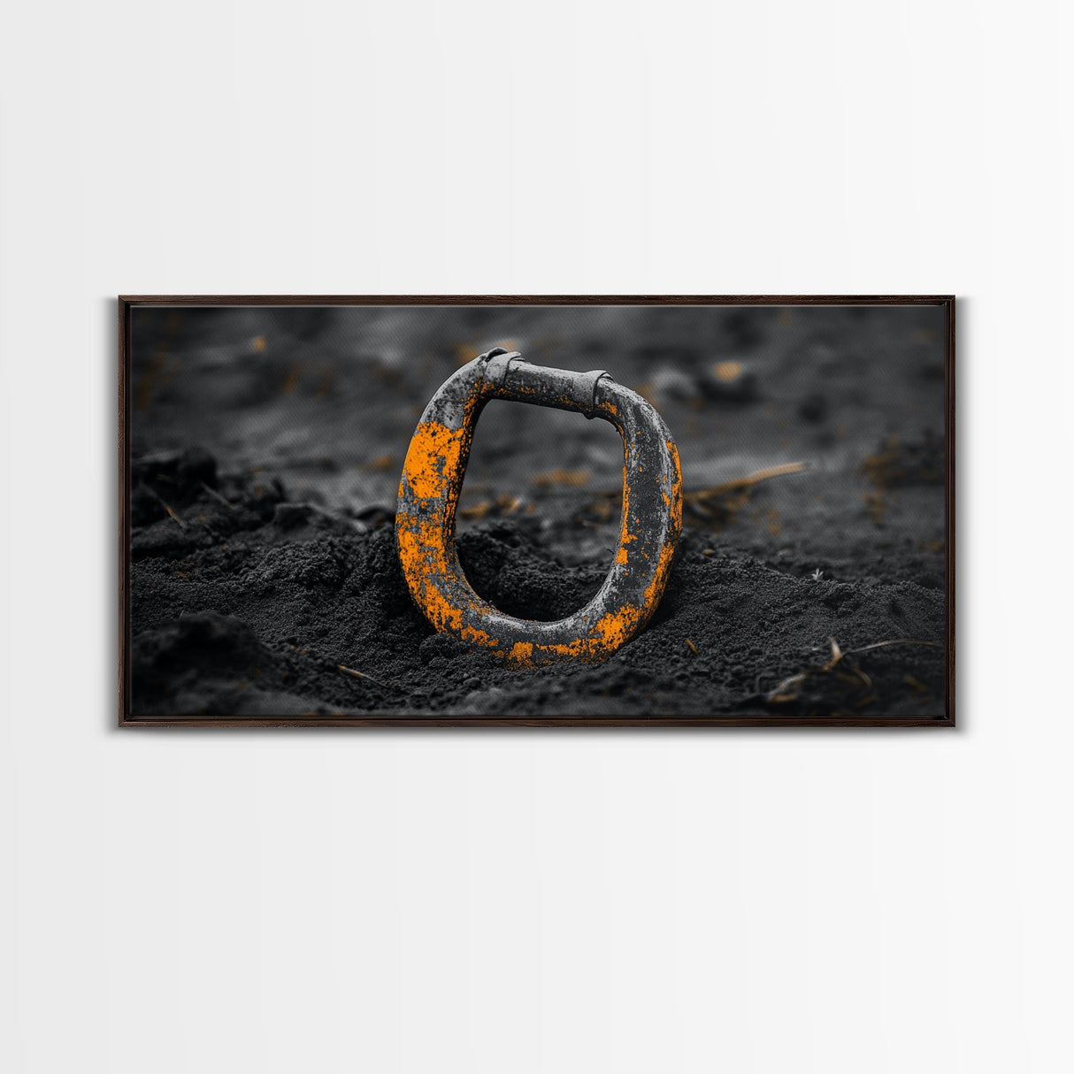 Industrial Ring, Weathered Metal, Grunge Aesthetic, Earth Tones – Canvas Print, Masculine Wall Art, Garage Decor, Minimalist Rustic Design