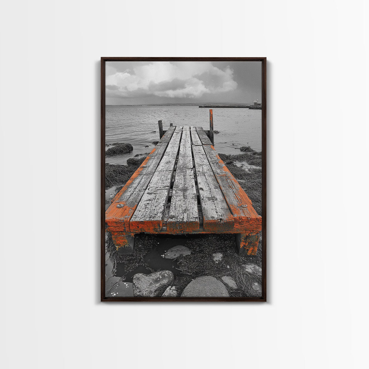 Rustic Dock, Seaside Escape, Coastal Pier, Nautical Wood, Canvas Print, Lake House Decor, Farmhouse Style, Living Room Wall Art