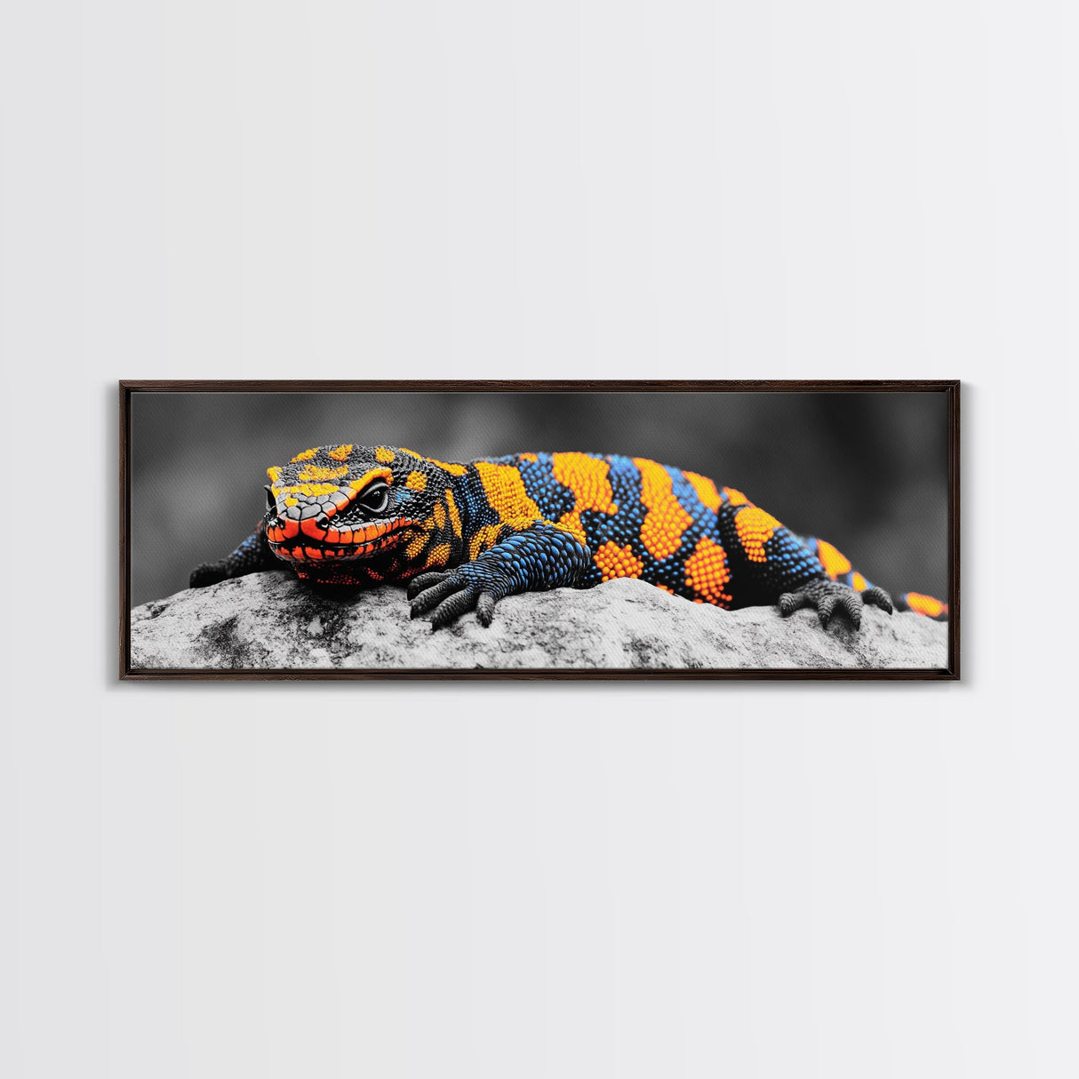 Colorful Lizard Art, Vibrant Reptile Closeup, Wildlife Macro, Canvas Print, Bold Nature Decor, Kids Room Wall Art, Bedroom Wall Art