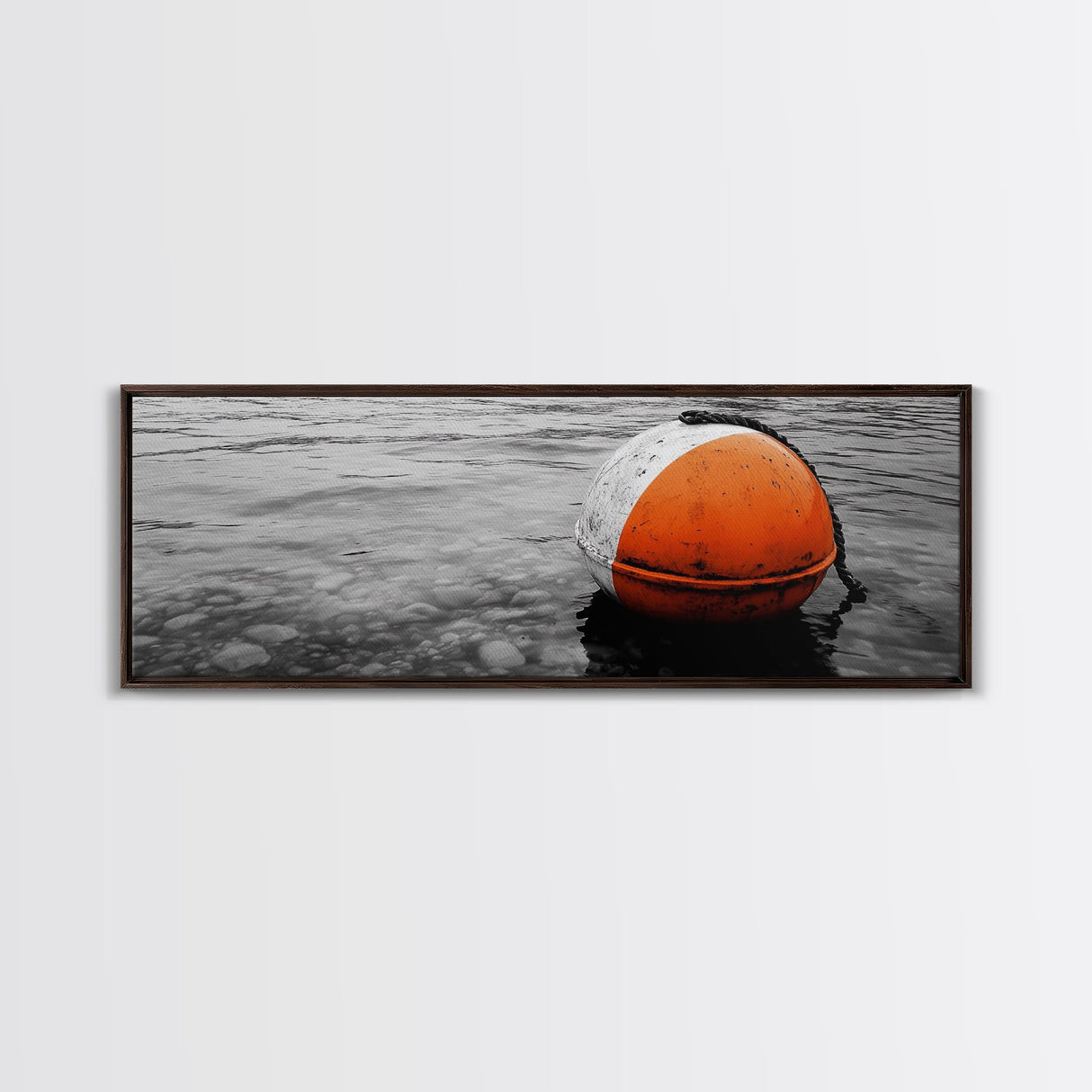 Orange Buoy Water, Minimal Marine Still Life, Nautical Photography, Ocean Vibe, Canvas Print, Bathroom Wall Art, Coastal Industrial Decor