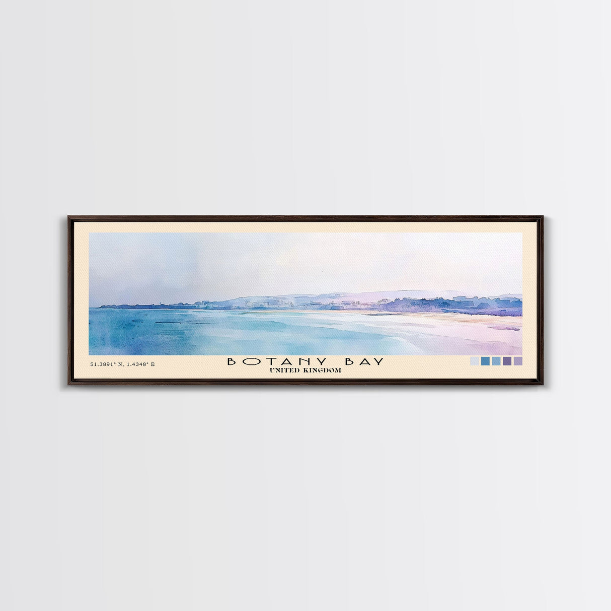 Botany Bay, United Kingdom Watercolor Print, Vacation Gift, United Kingdom Wall Art, Beach Painting, Beach Decor, Large Wall Art, Wood Frame Art