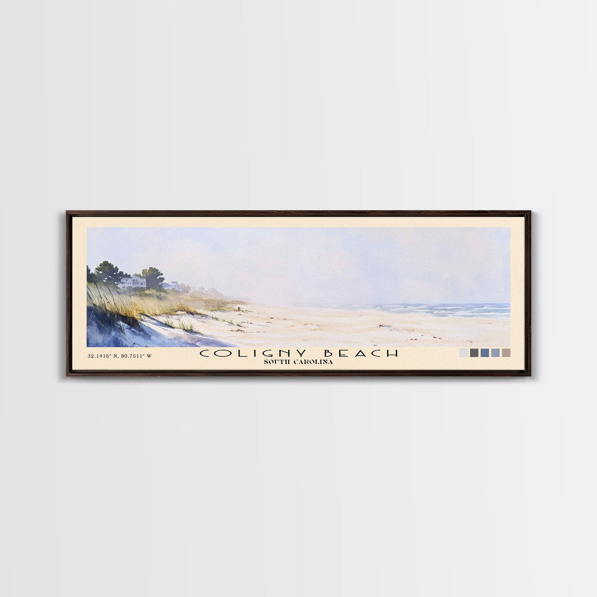 Coligny Beach, South Carolina Watercolor Print, Vacation Gift, South Carolina Wall Art, Beach Painting, Beach Decor, Large Wall Art, Wood Frame Art