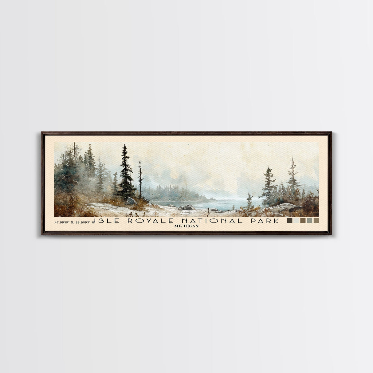 Isle Royale National Park, Michigan Watercolor Print, Vacation Gift, Michigan Wall Art, Beach Painting, Beach Decor, Large Wall Art, Wood Frame Art
